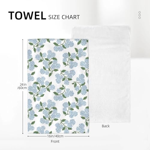 Image of Blue Green Floral Kitchen Towels Vintage Hydrangea Flower Dish Towels, 16x24 Inch Farmhouse Seasonal Spring Summer Decoration Absorbent Hand Towels for Home Kitchen Dinner Drying Set of 2
