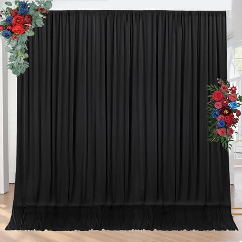10ft x 10ft Black Wrinkle-Free Backdrop Curtains, 2 Panels