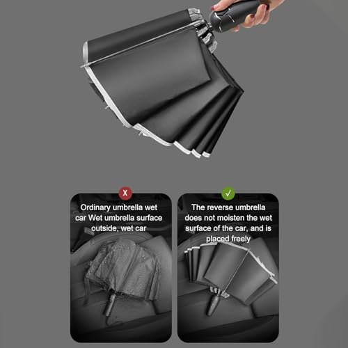 Parapluie pliable automatique 12 nervures robuste pour tempête nocturne