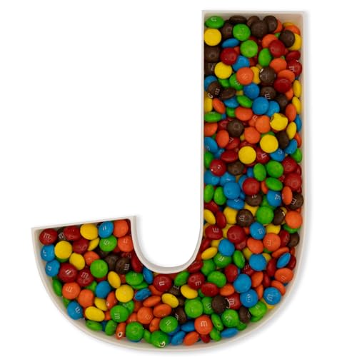 10" Plastic Fillable Charcuterie Tray, Reusable White Snack Box (Letter J)
