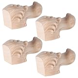 ERINGOGO 4pezzi Gambe in Legno Intagliate Motivo a Rose per Mobili, Supporto Robusto e Design Europeo Retrò per Letti e Cassettiere in Uso Quotidiano