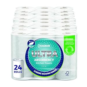 Magnum Ultra Absorbency Kitchen Roll – Strong & Durable, Bulk Buy (Pack of 4 x 6 Rolls, totaling 24 Rolls)