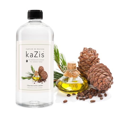 KAZIS® I Cedro libanés I Picante, terroso, elegante I 1 litro I Para cada lámpara catalítica I Fragancia de habitación