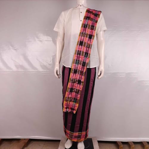 Image of Authentic Sambalpuri Handloom Cotton Unstitched Dhoti with Utari for Men | Traditional Odisha Weave Ikat Dhoti for Festive & Religious Wear