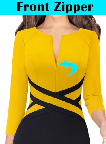 Image of VFSHOW Womens Front Zipper Work Office Business Casual Church Sheath Dress