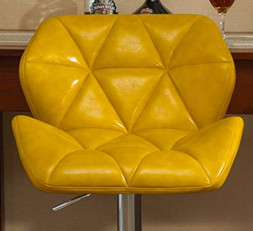 Roundhill Furniture Glasgow Contemporary Tufted Adjustable Height Hydraulic Yellow Bar Stools, Set Of 2, #TOP3