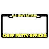 FunnyLpopoiamef US Navy Retired Chief Petty Officer Black Customized License Plate Frame, Car Tag...