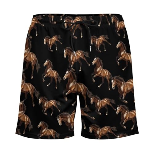 Horse Racing Mens Swim Trunks Swimming Board Shorts with Compression Liner Summer Beach Bottom3