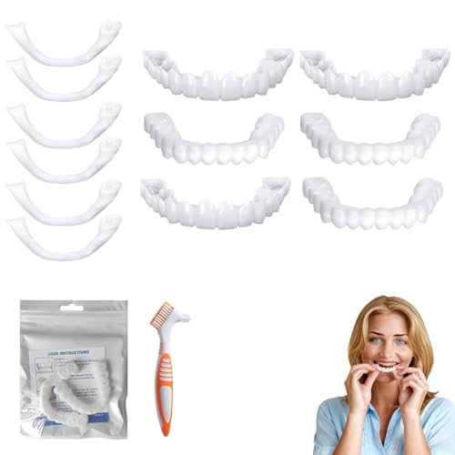 VYNZOR 12 Pezzi Dentiera Provvisoria, Denti Finti Professionali, Faccette Dentali Universali Superiore E Inferiore, Per Uomini E Donne Di Denti Cattivi Denti Imperfetti