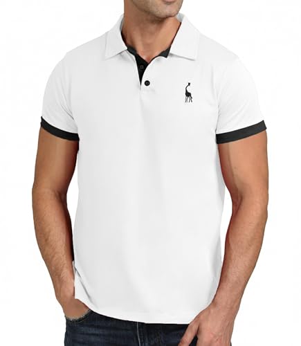 GLESTORE GLESTORE Kurzarm Poloshirt Herren T Shirt Männer Hemd Herren T-Shirt Sommer Polo Shirt Weiß XL - Detailansicht 2 | TV | Video | Foto