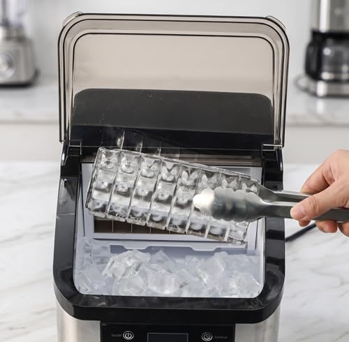 Image of 45Lbs /Day Ice Makers Countertop (Clear Ice Cube Maker) | 24Pcs in 13 Mins,6 Ice Thickness,Self-Priming Water Supply,Self-Cleaning,Harder Clearer Slower Melting Ice Cubes
