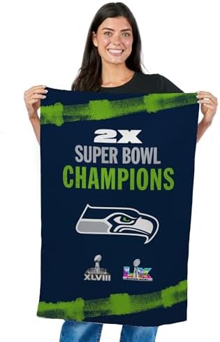 Northwest NFL Super Bowl 2026 Seattle Seahawks Multi Champs Tide Tapestry Wall Hanging, 24 x 36 in
