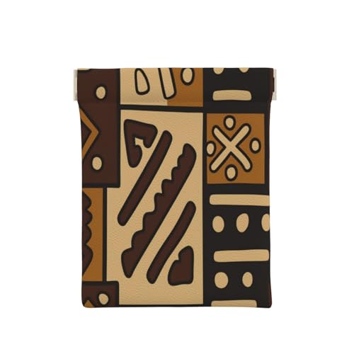 New African Fashion Accessory Squeeze Coin Purse For Men & Women, Pu Leather Change Holder Pouch With Spring Closure Mini Portable Coin Pocket Storage Bag For Keys Earbuds Lipstick