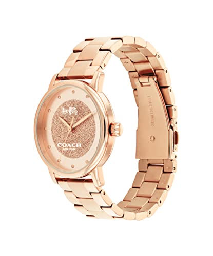 Image of Coach Grand Qtz Basic Rose Gold Round Dial Women's Watch|Ionic Plated Rose Gold Steel Material|Rose Gold Color Band - 14503941