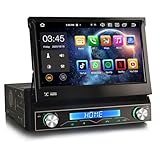 Erisin 7 Pulgadas 8-núcleo 6GB RAM+128GB ROM Universal Android 14 Radio Coche 1 DIN GPS Navegador Estéreo Soporta Bluetooth Pantalla táctil IPS CarPlay Inalámbrico Android Auto DSP WiFi 4G FM RDS USB