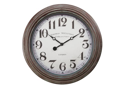 Reloj de pared redondo analógico 20 pulgadas Marrón miniatura 1