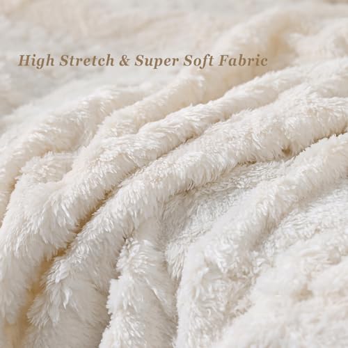 Image of JOKIVTOU Recliner Chair Covers 4-Pieces, Soft, Stretchable, White, Modern Home Decor, Furniture Protector with Elastic Straps Bottom, Storage Pocket on Arm Cover
