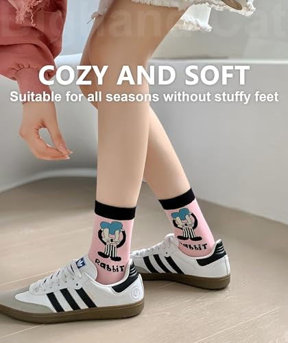 Image of IIG Women's Fashion Cute Cotton Socks Novelty Funny Above Ankle Crew Socks Holiday Gifts for Women 4 /5 Pairs