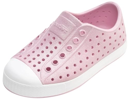 Native Shoes Unisex-Child Jefferson Bio-Bling Sneakers, Barely Pink Bling/Shell White, 7 Toddler