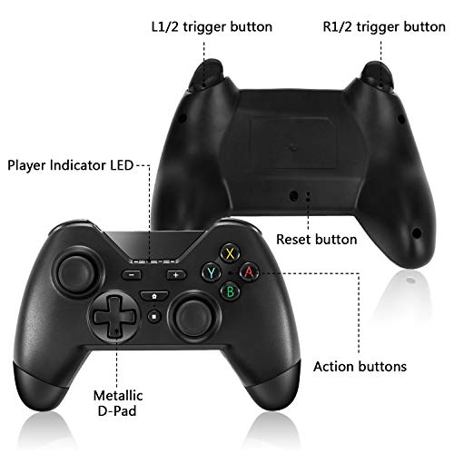 Switch Controller For Nintendo Switch/Lite, Bluetooth Controller With Type-C Charging Cable, Rechargeable Wireless Switch Pro With Wake-Up/Vibration/Motion Control/Auto-Turbo Function For Kid Gift #TOP1