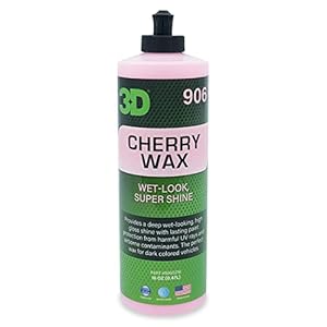 3D Cherry Car Wax – Liquid Carnauba Show Car Wax with Synthetic Polymers | Deep Gloss Finish | Easy Wipe-Off | Slick Shine | Fast Application | Made in USA |16 oz