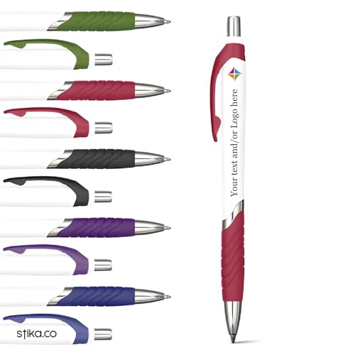 stika.co Pack of 40 Red Personalised Pens - Customisable, Sustainable, Stylish Writing Instruments - Perfect for School, Work, and Promotion