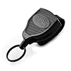 KEY-BAK SUPER48 Locking Retractable Keychain, Durable Polycarbonate Case, Leather Belt Loop, and Oversized Split Ring, Black