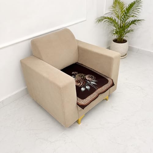 Image of Homerz 'Brooklyn Series' Premium Sofa Cover | Quilted Floral Design | Non-Slip Washable Sofa Protector | Soft Anti Slip Fabric (Brown, 1 Seater, Only Seat Cover)