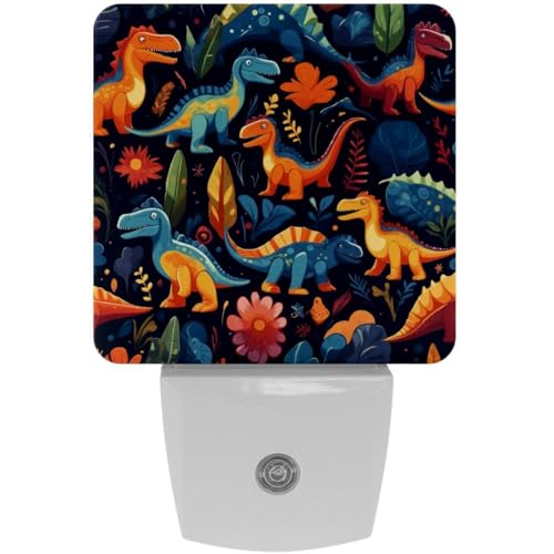 Luz Nocturna LED Dinosaurio Plug-in 2 Piezas