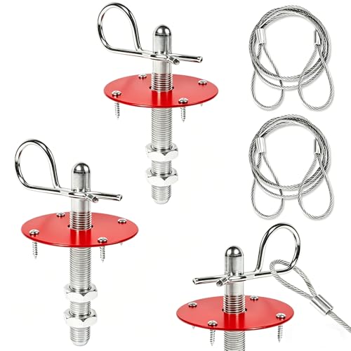 Klfte 2 Pack Trucks Hood Pin for Car, Stainless Steel Hood Pin Lock Clip with Racing Lanyard for Fixing Car Hood Cover & Reduce Shaking(Red)