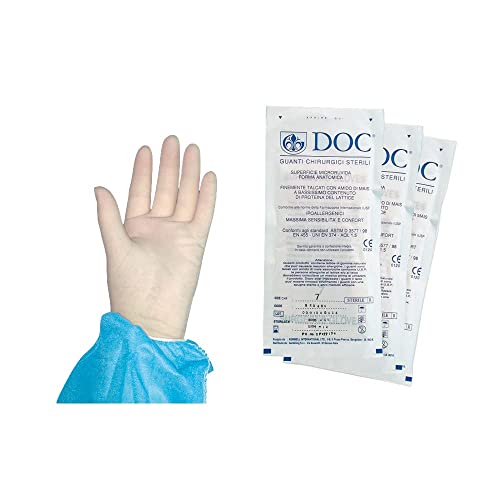 5 paia guanti chirurgici sterili taglia 7,5 per cassetta pronto soccorso lattice senza polvere