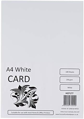 House of Card & Paper A4 250 gsm Card - White (Pack of 100 Sheets)