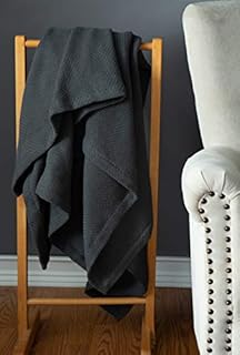 Sticky Toffee Woven Blanket - 100% Cotton, Grey | Large Lightweight Throws | Warm, Light & Soft Boho Blankets for Living Room Couch or Outdoors