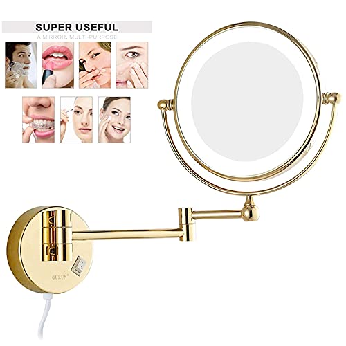 Miroir de rasage mural extensible or pour une routine de soins fluide et nette