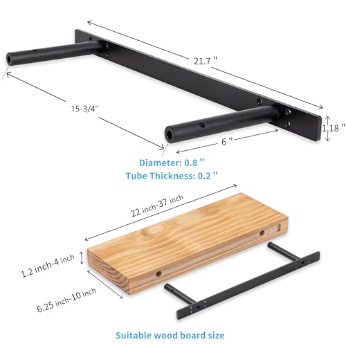 PICESA 22‘’ Heavy-Duty Hidden Floating Shelf Bracket – 210 LBS Max Load (Mounted on Studs), Floating Mantel Bracket for Fireplace & Wall Shelves, Includes Easy Installation Kit（22 inch Brackets） by Picesa - Used condition - Image 3