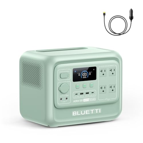 BLUETTI ポータブル電源 AORA 100 V2 日本限定モデル 1024Wh 大容量 リン酸鉄リチウム 業界最小1kWh電源 10年長寿命 定格出力1800W 瞬間最大3600W 電力リフト2700W パススルー 0.01秒のUPS機能 45分で80%充電 アプリ遠隔操作 耐熱防火設計 防災・キャンプ・車中泊に最適 AC100V 50Hz/60Hz対応 カー充電ケーブルセット(グリーン)
