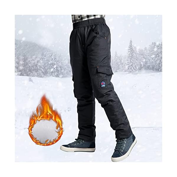 MEILONGER Boys Snow Pants Winter Lightweight Warm Rain Cargo Pants with Pockets,Waterproof and Windproof(34385Dark Grey,14-16) - Image 4