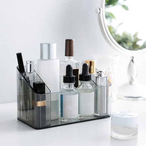 SHIMOYAMA Make-Up Organizer, 2-Pack, Kunststoff Kosmetik Aufbewahrungsbox für Schminktisch Badezimmerschrank, Schönheitsprodukte Organizer Desktop-Speicherhalter mit 2-beweglichem Innenkoffer