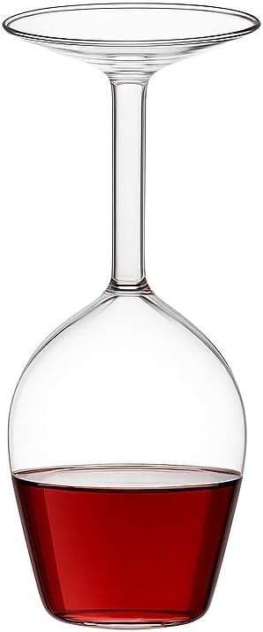 Upside Down Wine Glass 14oz – Funny Novelty Stemware for Men & Women, Unique Gag Gift for Birthday, Valentine’s Day, April Fools, Father’s Day & Christmas, Durable Borosilicate Glass Cup