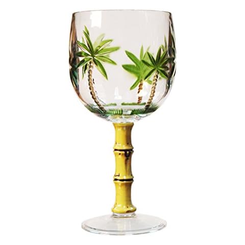 Diligence4us Palm Tree Sensation Wine Glass with Bamboo Handle Cover