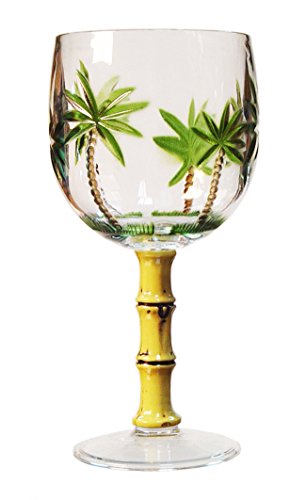 Diligence4us Palm Tree Sensation Wine Glass with Bamboo Handle