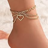 Muayouaum Anklets Love Jewelry for Women Girls Teens Heart Charm Anklets