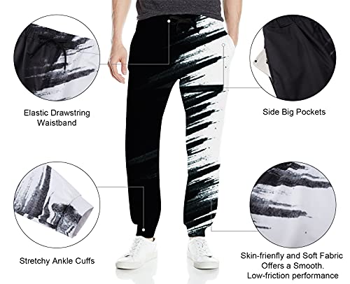 Uideazone 80S Big And Tall Men's Black Graffiti Print Active Joggers Elastic Waist Tracksuit Athletic Sweatpants For Yougers Running Sports Gym Jogger Pants Casunal Clothing #TOP4