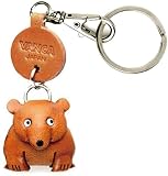 Bear Leather Animal Small Keychain VANCA CRAFT-Collectible Keyring Charm Pendant Made in Japan