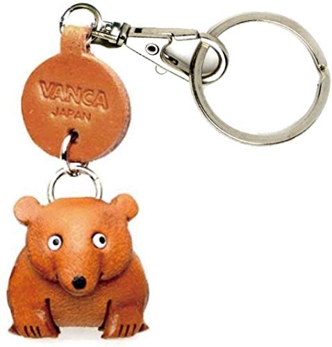 Bear Leather Animal Small Keychain Vanca Craft-Collectible Keyring Charm Pendant Made In Japan #TOP5