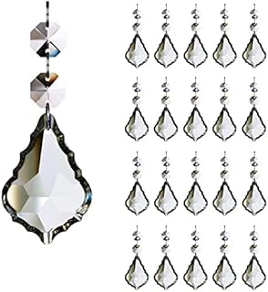 Scoutteemo 20pcs Clear Teardrop Crystal Chandelier, Crystal Chandelier Beads Pendants, Maple Leaf Prism Glass Pendant Parts, 50mm Hanging Window Suncatcher, for Chandelier DIY Wedding Home Decoration