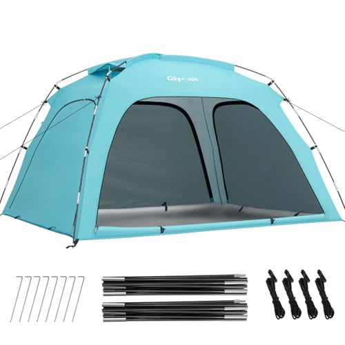 Glymnis Tenda da Spiaggia Grande Adatta a 3-4 Persone, Tenda da Spiaggia Portatile con Cerniera, Leggera Tenda Sole Spiaggia con Dimensioni di 220 x 180 x 125 cm, Facile da Montare, UPF 50+