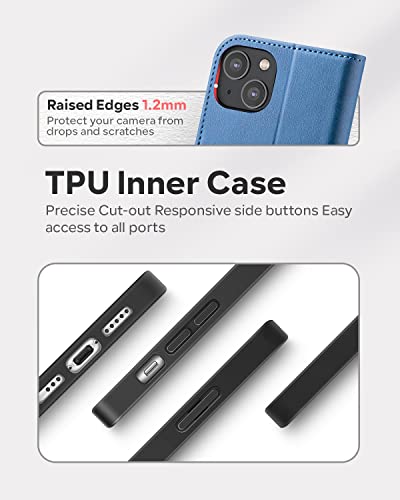 Ocase Compatible With Iphone 14 Plus Wallet Case, Pu Leather Flip Folio Case With Card Holders Rfid Blocking Kickstand [Shockproof Tpu Inner Shell] Phone Cover 6.7 Inch 2022 (Light Blue) #TOP4