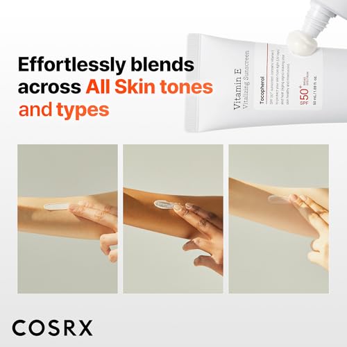 Image of COSRX Vitamin E Sunscreen for Oily Skin SPF 50, Natural Glow Face Sunscreen, Lightweight, Non-Sticky, No White Cast, Hydrating, Beach Essentials, Summer Travel Essentials, Korean Skincare,1.69 fl oz