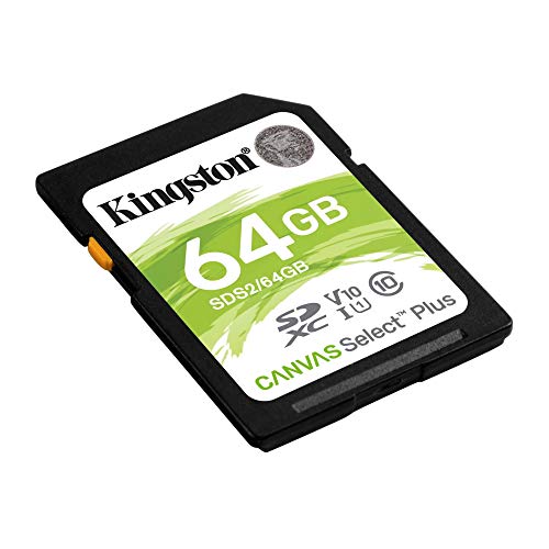 Kingston Cartão de memória 64GB SDXC Canvas Select Plus 100MB/s Classe de leitura 10 UHS-I U1 V10 (S